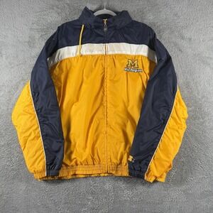 Vtg Michigan Wloverines Jacket Mens XL Yellow Blue Football Colleigate Starter